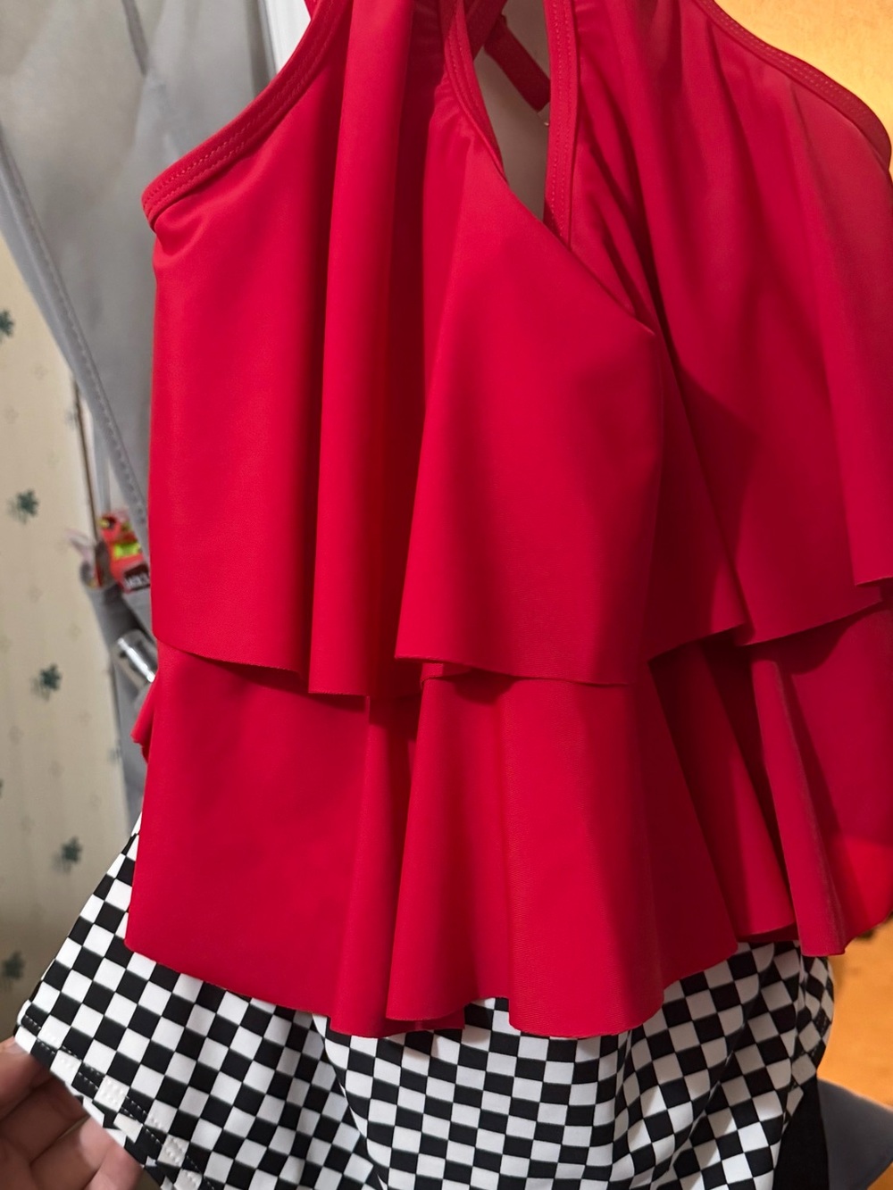 RELLECIGA Red Swim Top with White Lining
